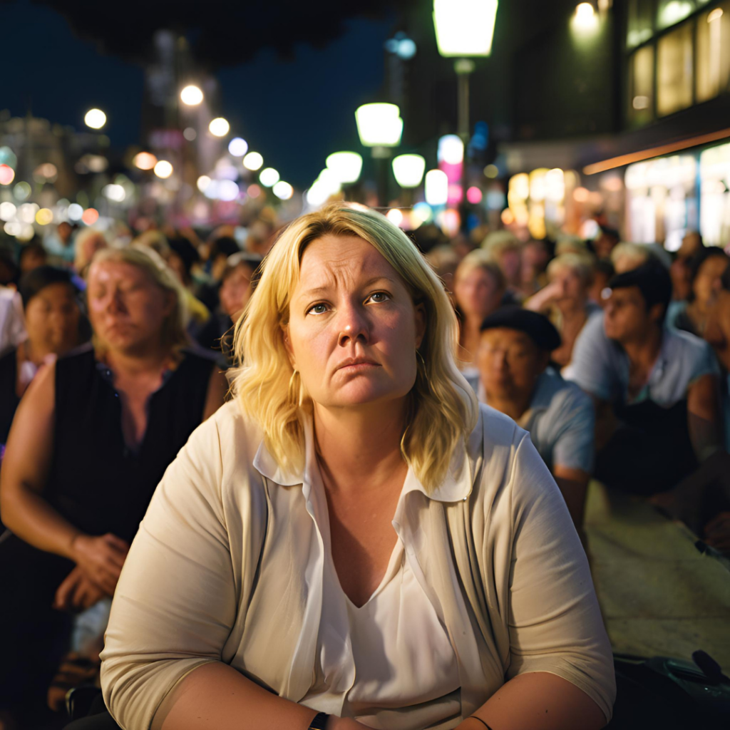 Unhappy woman contemplating weight loss problem